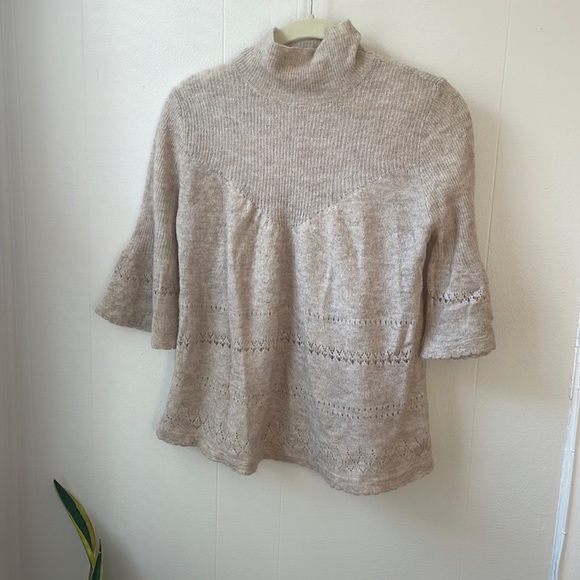 Anthropologie Sweaters - Feather Bone Cream Mockneck Sweater Anthropologie